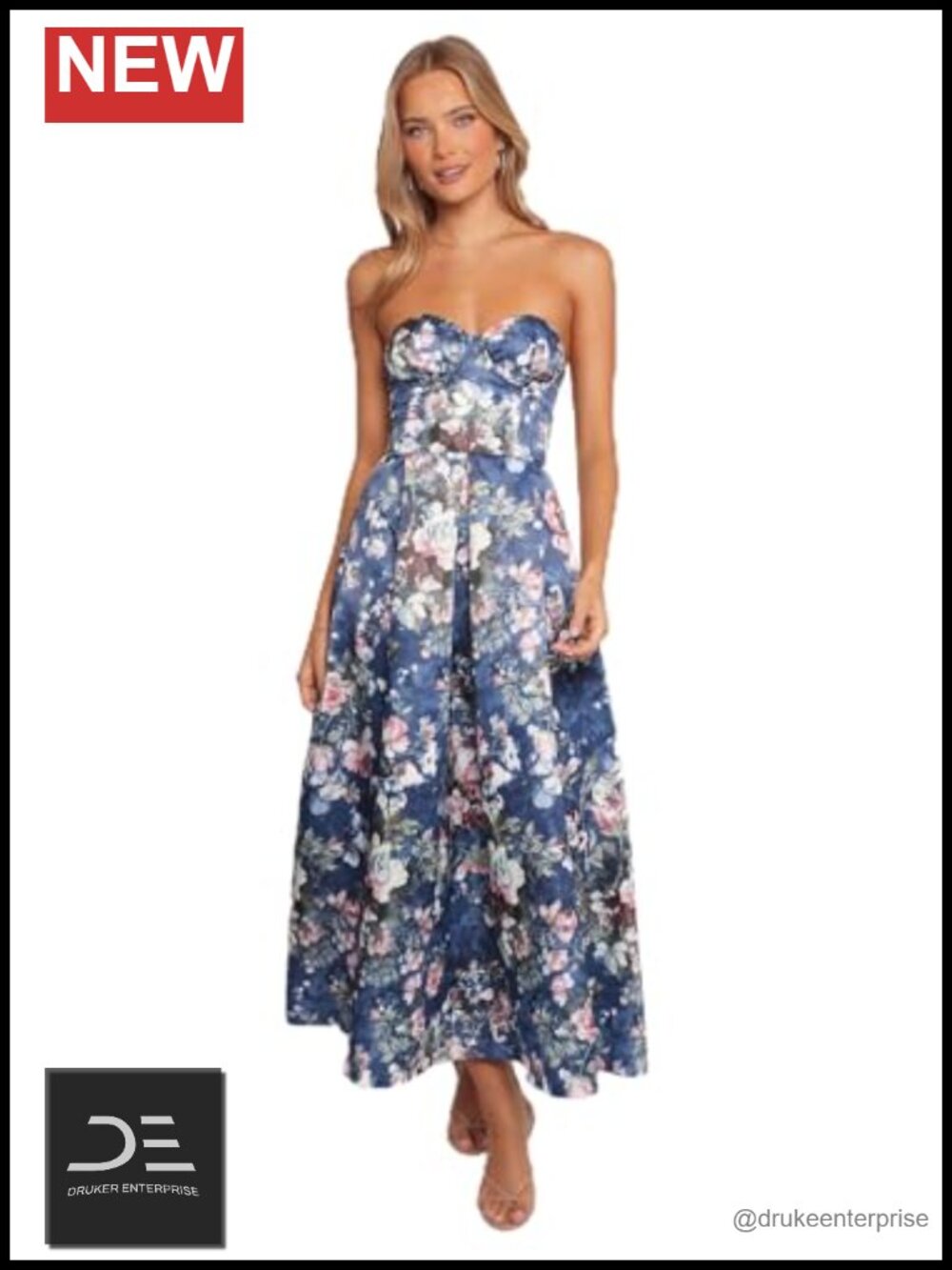 Strapless Midi Dress Sweetheart Neck Corset Back Sleeveless A-Line